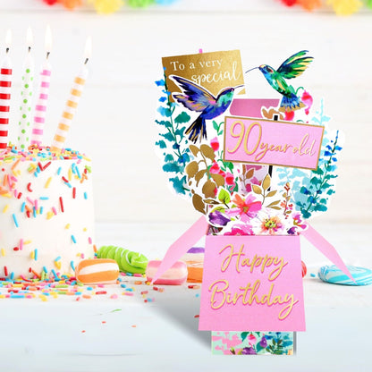 Clever Cube 90th Birthday For Her Joyful 90th! Birthday Pop Up Greeting Card