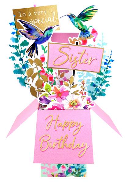 Clever Cube Special Sister Birthday Bliss! Birthday Pop Up Greeting Card