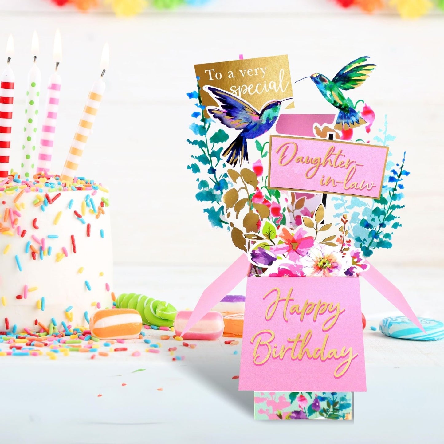 Clever Cube Special Daughter-In-Law Birthday Blooms Galore Pop Up Greeting Card