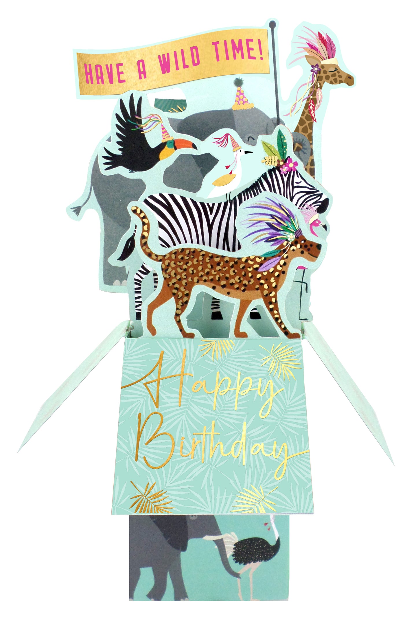 Clever Cube Have A Wild Time Party Animals Galore! Birthday Pop Up Greeting Card