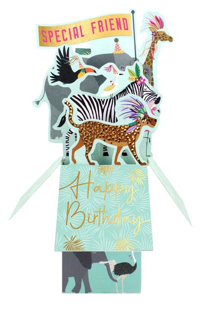 Clever Cube Special Friend Animal Party Frenzy! Birthday Pop Up Greeting Card