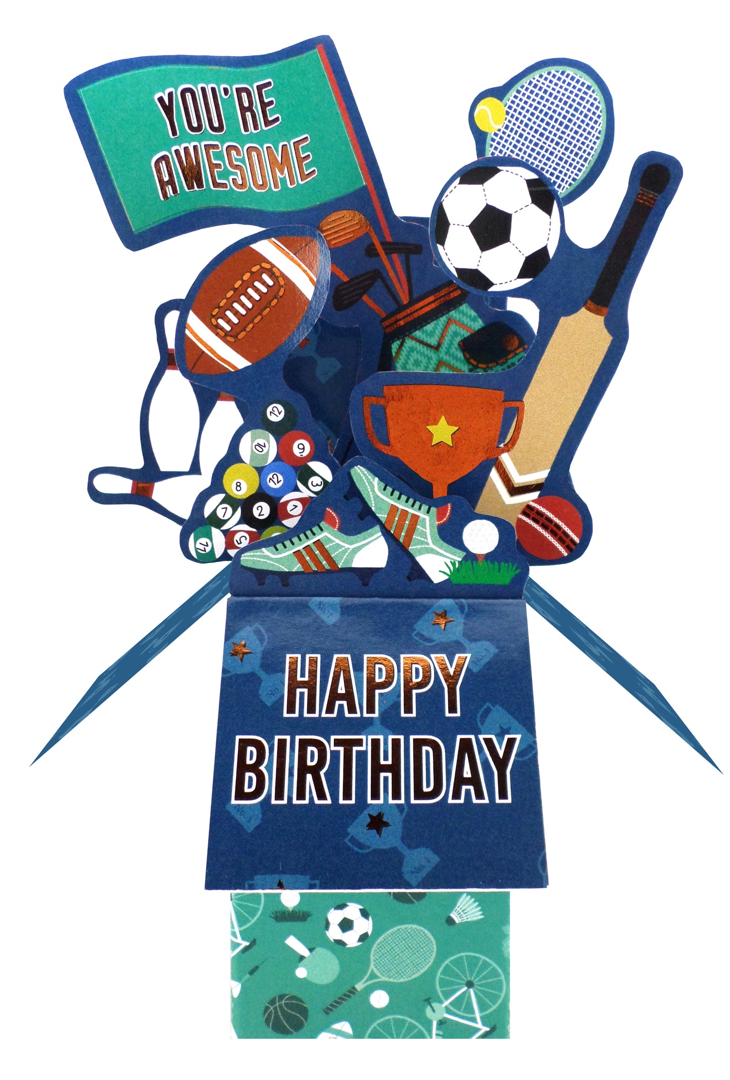 Clever Cube You're Awesome Sporty Smiles! Birthday Pop Up Greeting Card