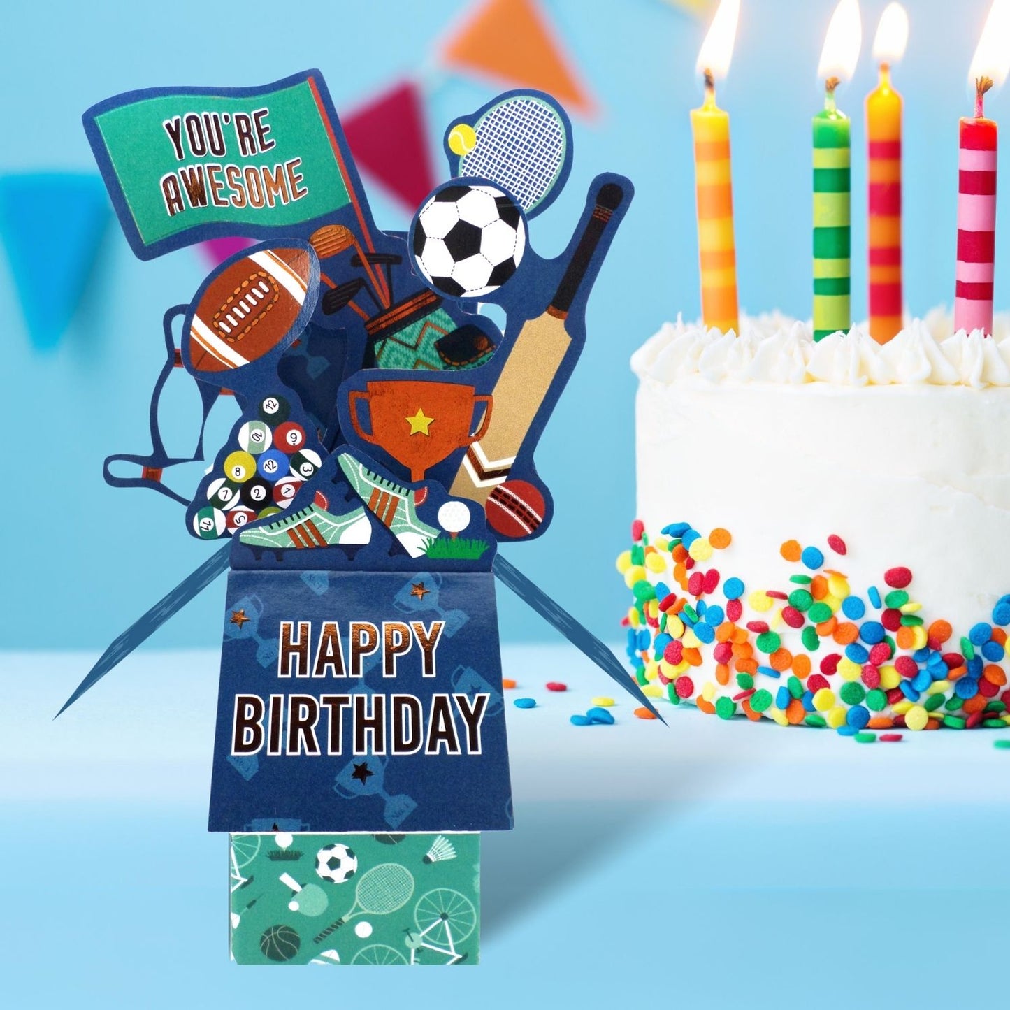 Clever Cube You're Awesome Sporty Smiles! Birthday Pop Up Greeting Card