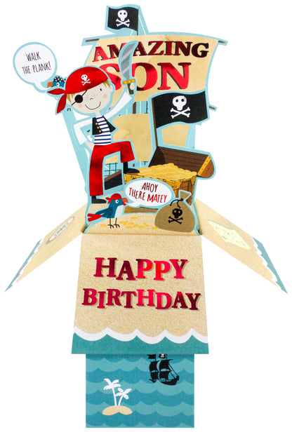 Clever Cube Amazing Son Pirate Pals Ahoy! Birthday Pop Up Greeting Card