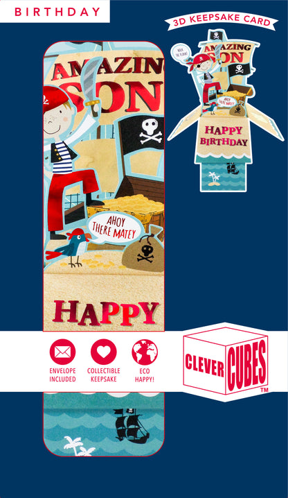 Clever Cube Amazing Son Pirate Pals Ahoy! Birthday Pop Up Greeting Card