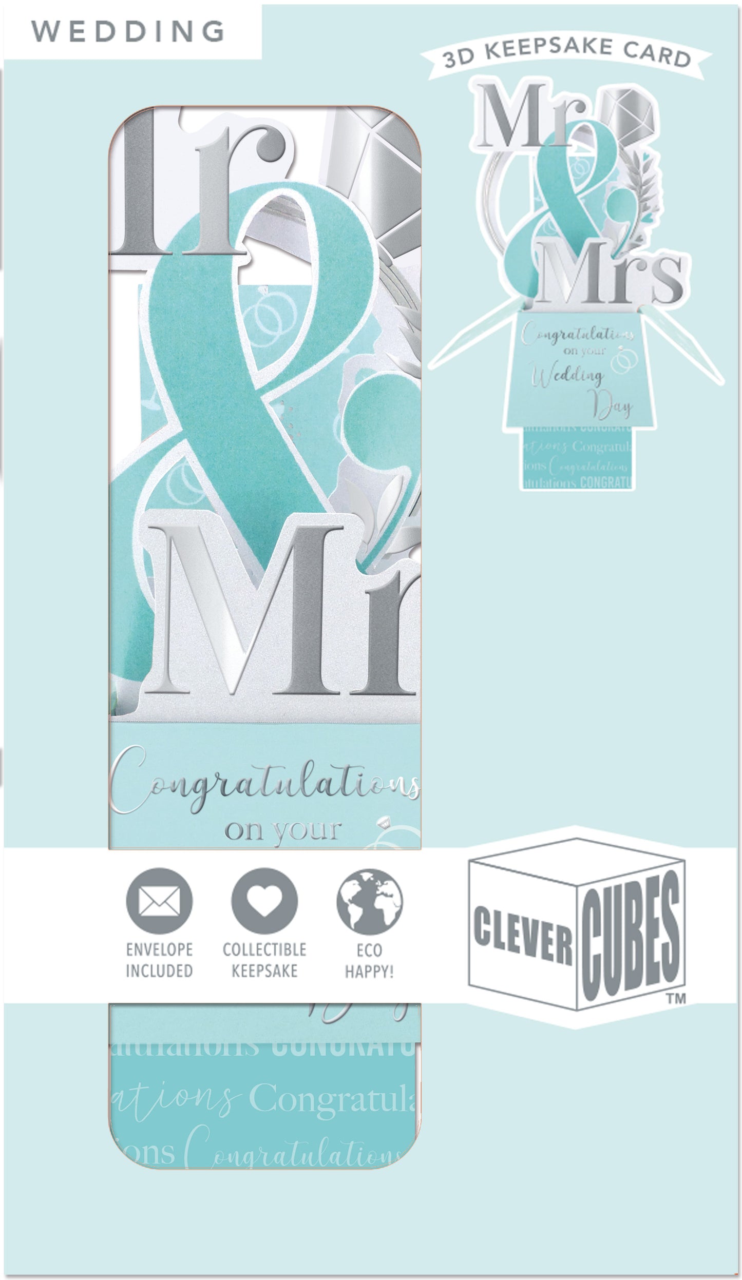 Clever Cube Mr & Mrs Forever Together! Wedding Pop Up Greeting Card