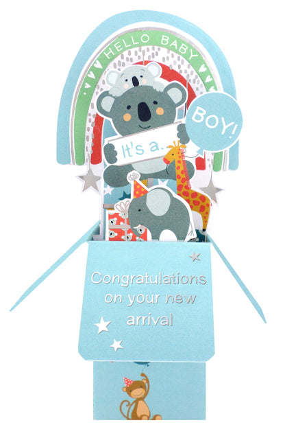 Clever Cube It's A Boy Wildly Adorable Arrival! New Baby Pop Up Greeting Card