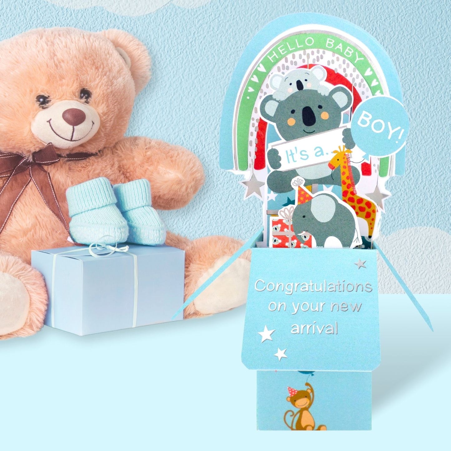 Clever Cube It's A Boy Wildly Adorable Arrival! New Baby Pop Up Greeting Card