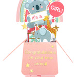 Clever Cube It's A Girl Welcome Baby Girl! New Baby Pop Up Greeting Card