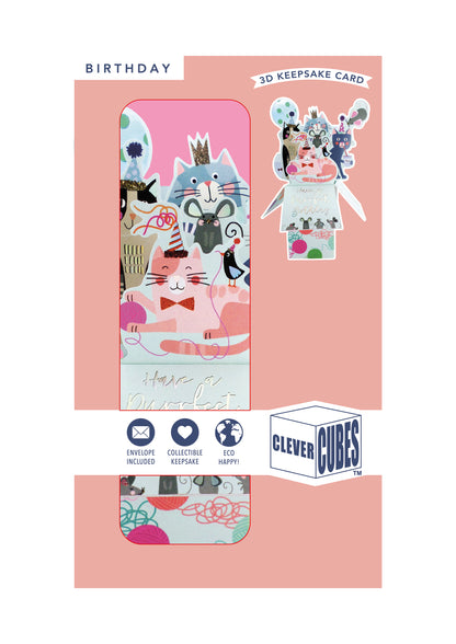 Clever Cube Purrfect Birthday Cat-Tastic Party! Birthday Pop Up Greeting Card