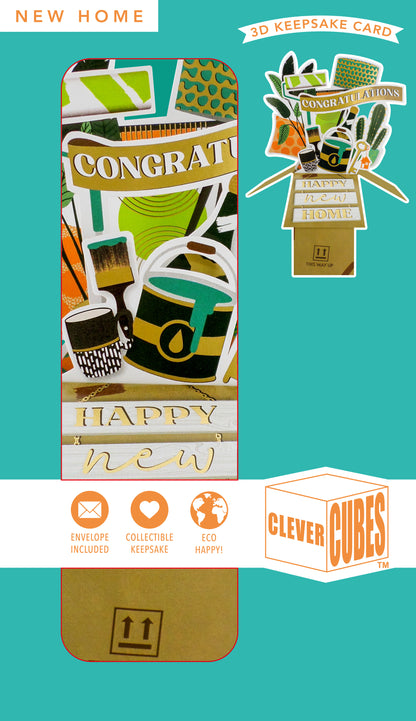 Clever Cube Congratulations Happy New Home Pop Up Greeting Card