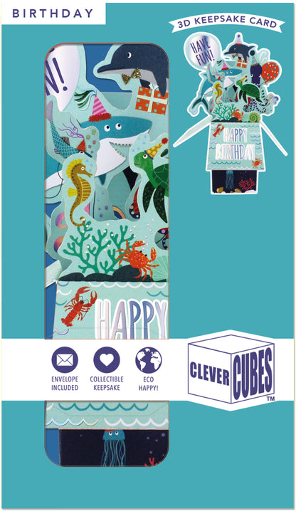 Clever Cube Have Fun Shell-abrate Octo-party! Birthday Pop Up Greeting Card