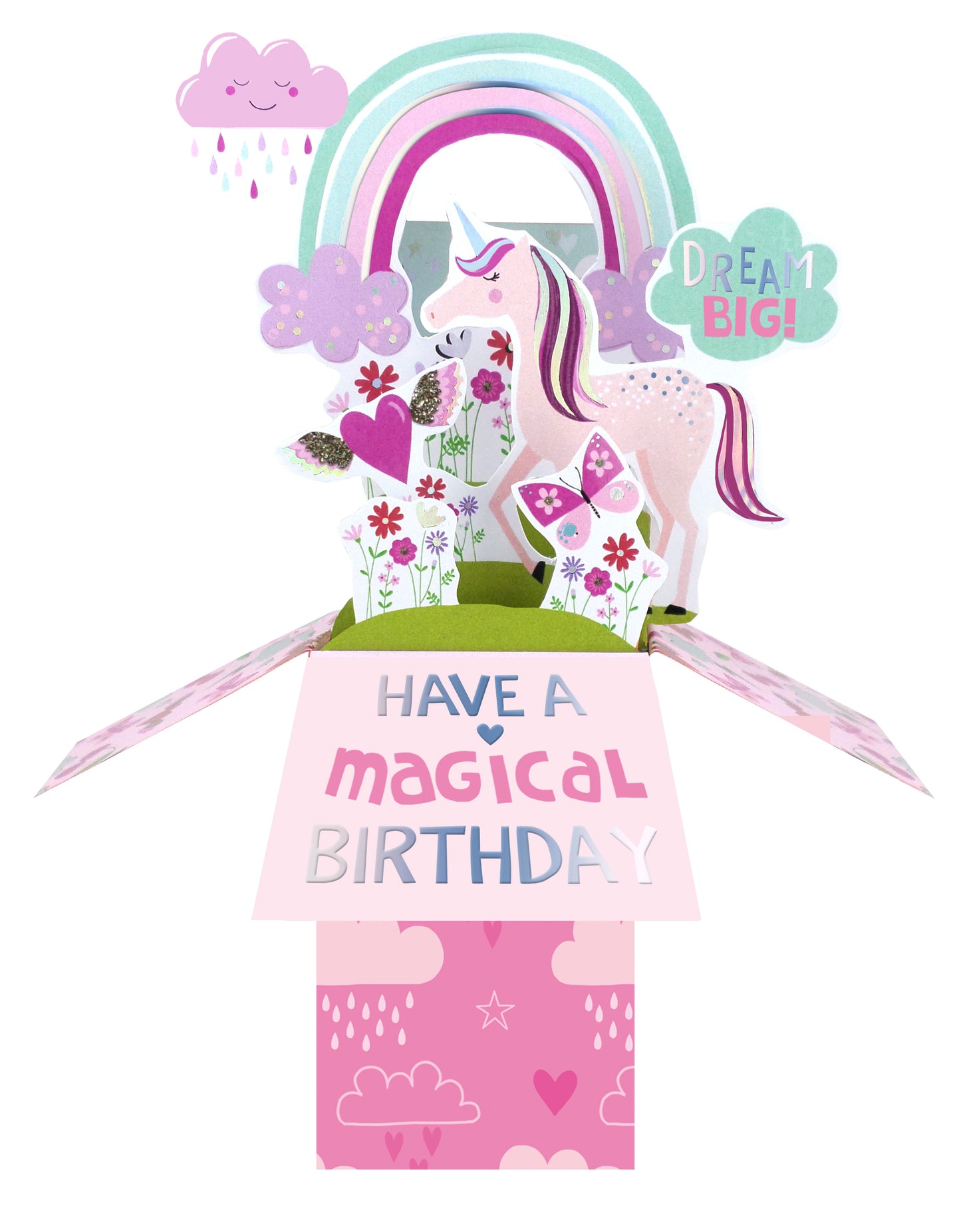 Clever Cube Have A Magical Day Rainbow Wishes Birthday Pop Up Greeting Card