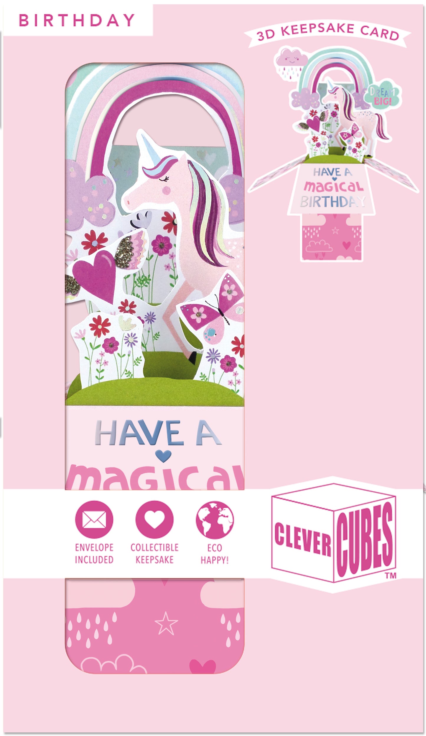 Clever Cube Have A Magical Day Rainbow Wishes Birthday Pop Up Greeting Card