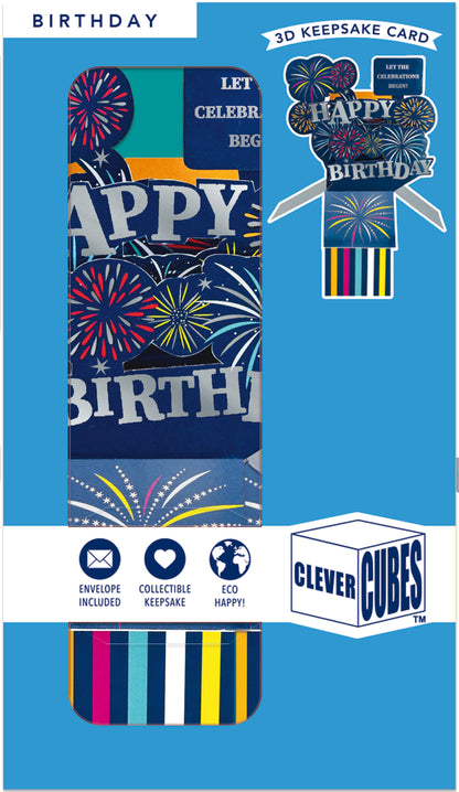 Clever Cube Let the Celebrations Begin Boom-Tastic Birthday Pop Up Greeting Card