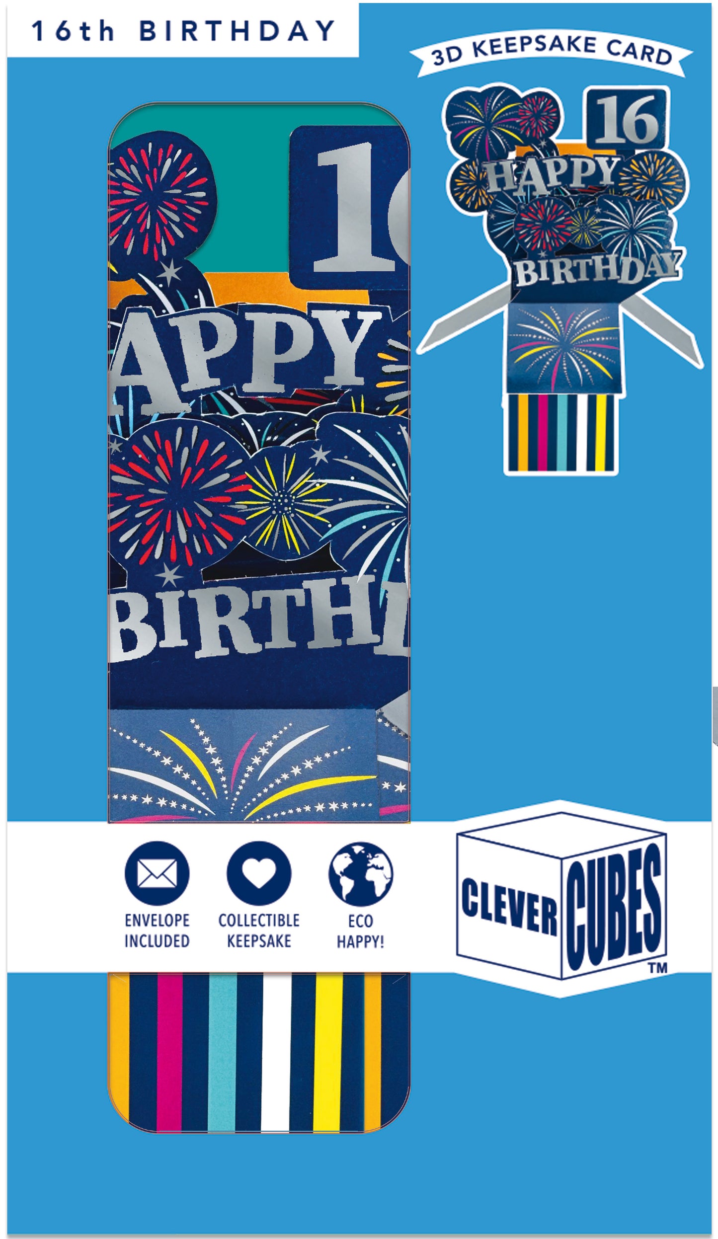 Clever Cube 16th Birthday For Him Birthday Pop Up Greeting Card