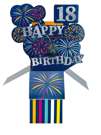 Clever Cube 18th Birthday For Him Boom-Tastic Fun! Birthday Pop Up Greeting Card