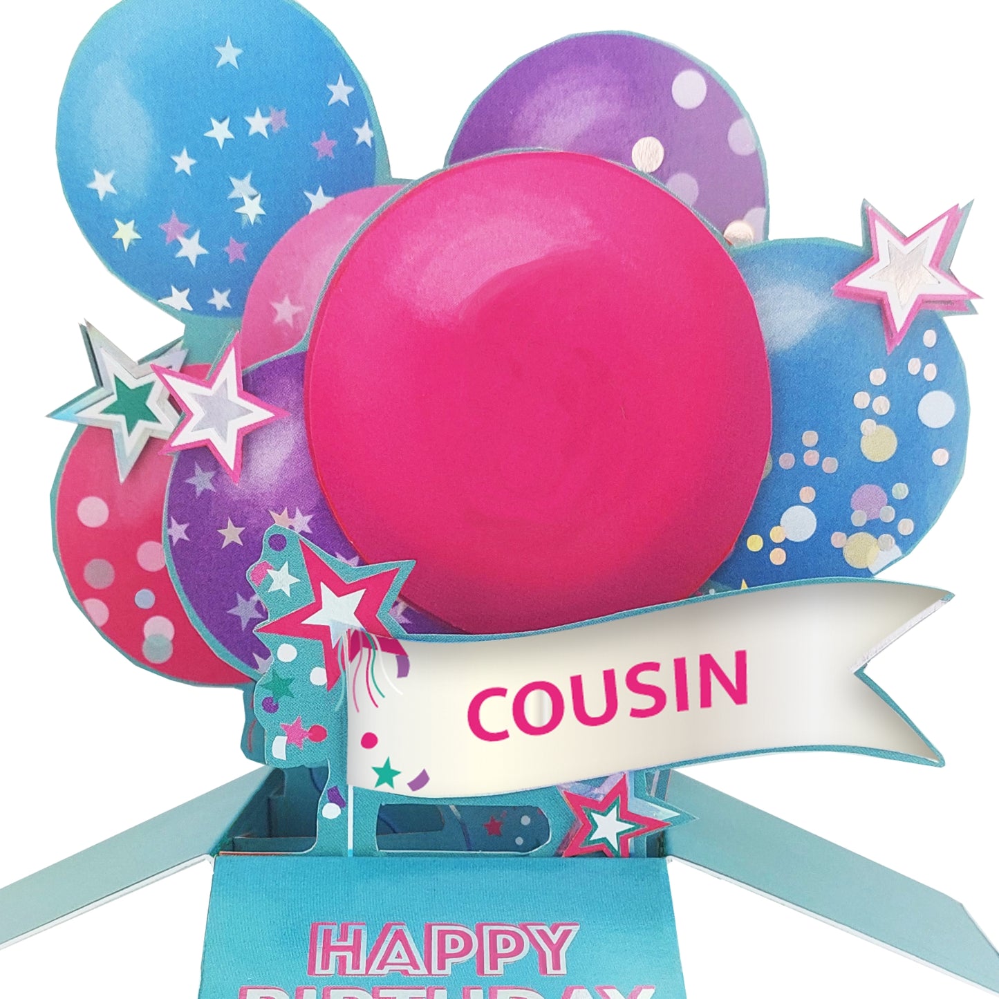 Clever Cubes Cousin Happy Birthday Pop Up Birthday Card For Her 3D Cube Card