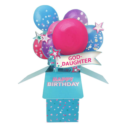 Clever Cubes Goddaughter Pop Up Birthday Card For Her 3D Cube Card