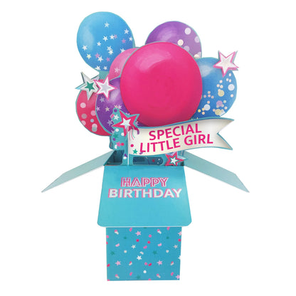 Clever Cubes Special Little Girl Pop Up Birthday Card For Child 3D Cube Card