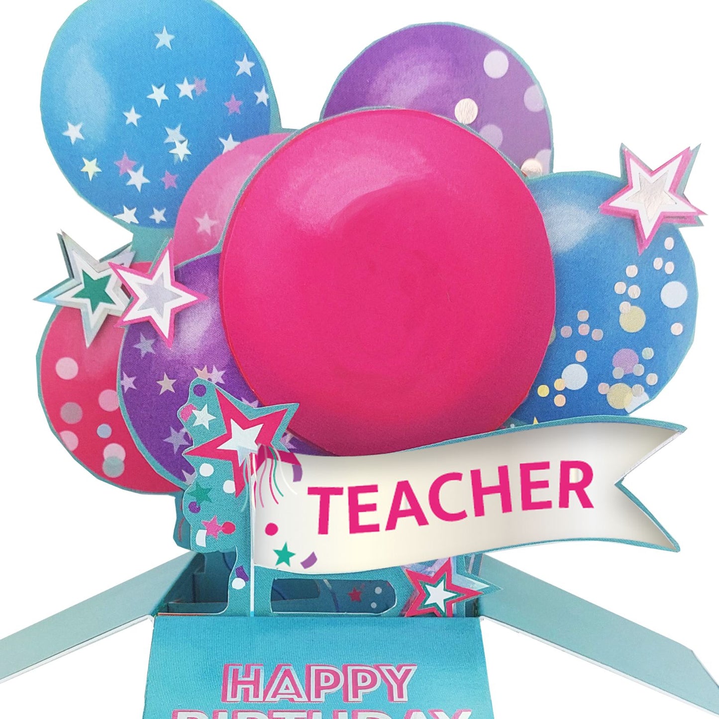 Clever Cubes Teacher Happy Birthday Pop Up Birthday Card For Her 3D Cube Card