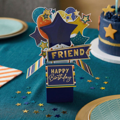 Clever Cubes Friend Happy Birthday Pop Up Birthday Card For Him 3D Cube Card