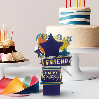 Clever Cubes Friend Happy Birthday Pop Up Birthday Card For Him 3D Cube Card