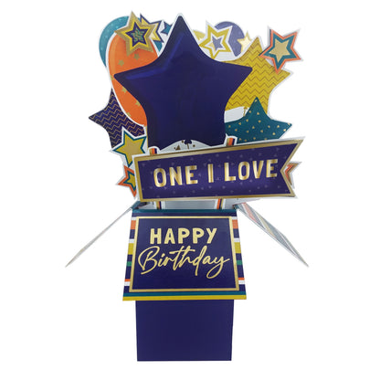 Clever Cubes One I Love Happy Birthday Pop Up Birthday Card For Him 3D Cube Card
