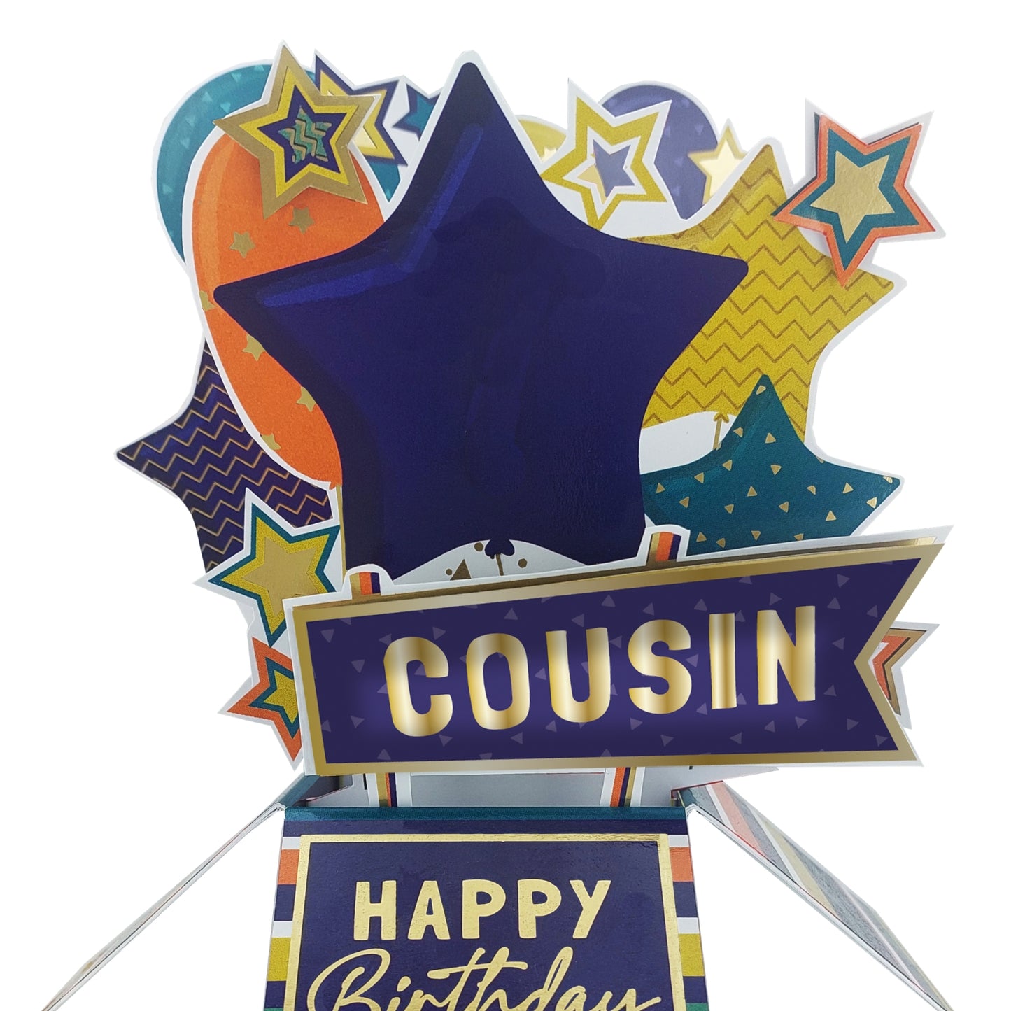 Clever Cubes Cousin Happy Birthday Pop Up Birthday Card For Him 3D Cube Card