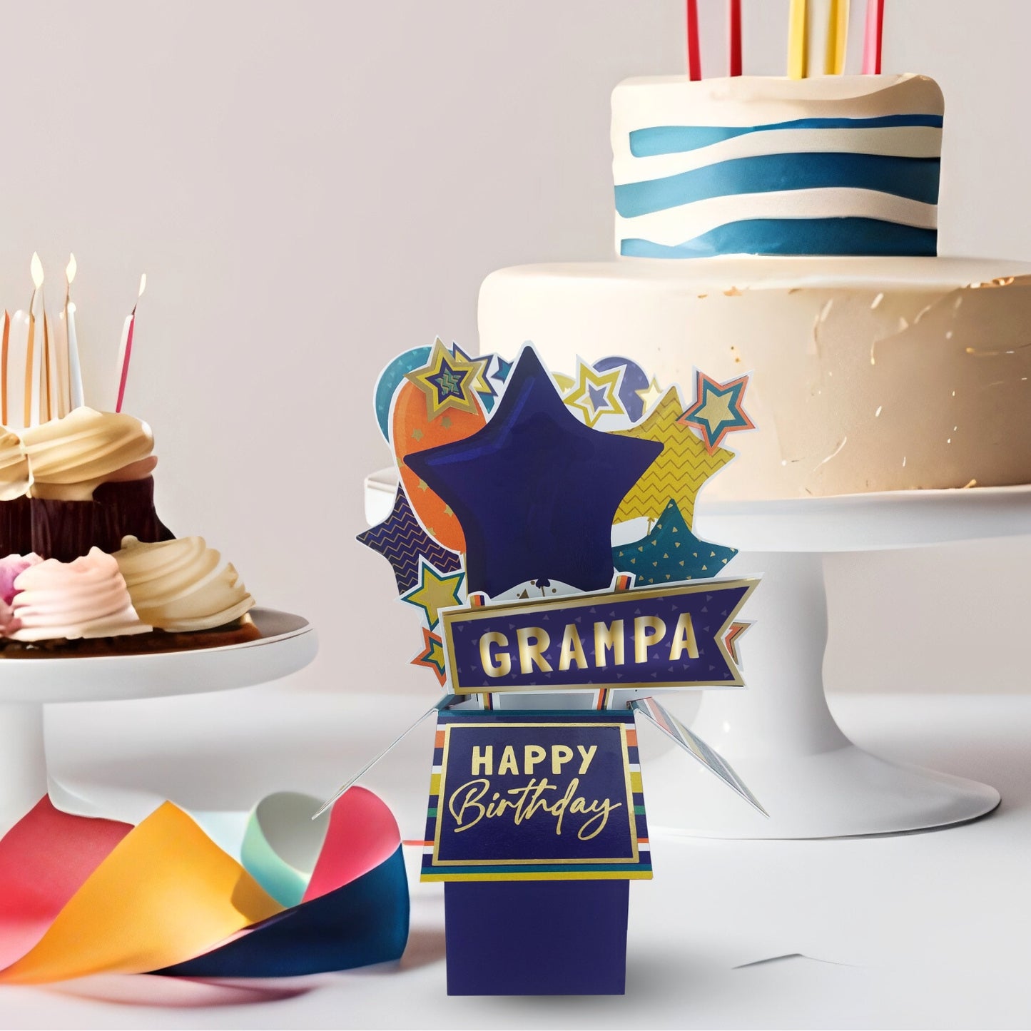 Clever Cubes Grampa Pop Up Birthday Card For Grandfather 3D Cube Card