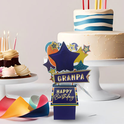 Clever Cubes Grampa Pop Up Birthday Card For Grandfather 3D Cube Card