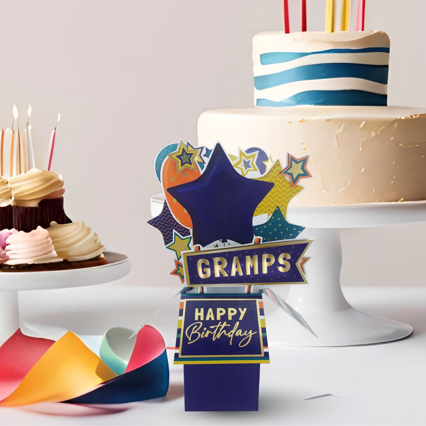 Clever Cubes Gramps Pop Up Birthday Card For Grandfather 3D Cube Card