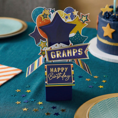 Clever Cubes Gramps Pop Up Birthday Card For Grandfather 3D Cube Card