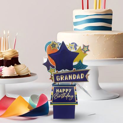 Clever Cubes Grandad Pop Up Birthday Card For Grandfather 3D Cube Card