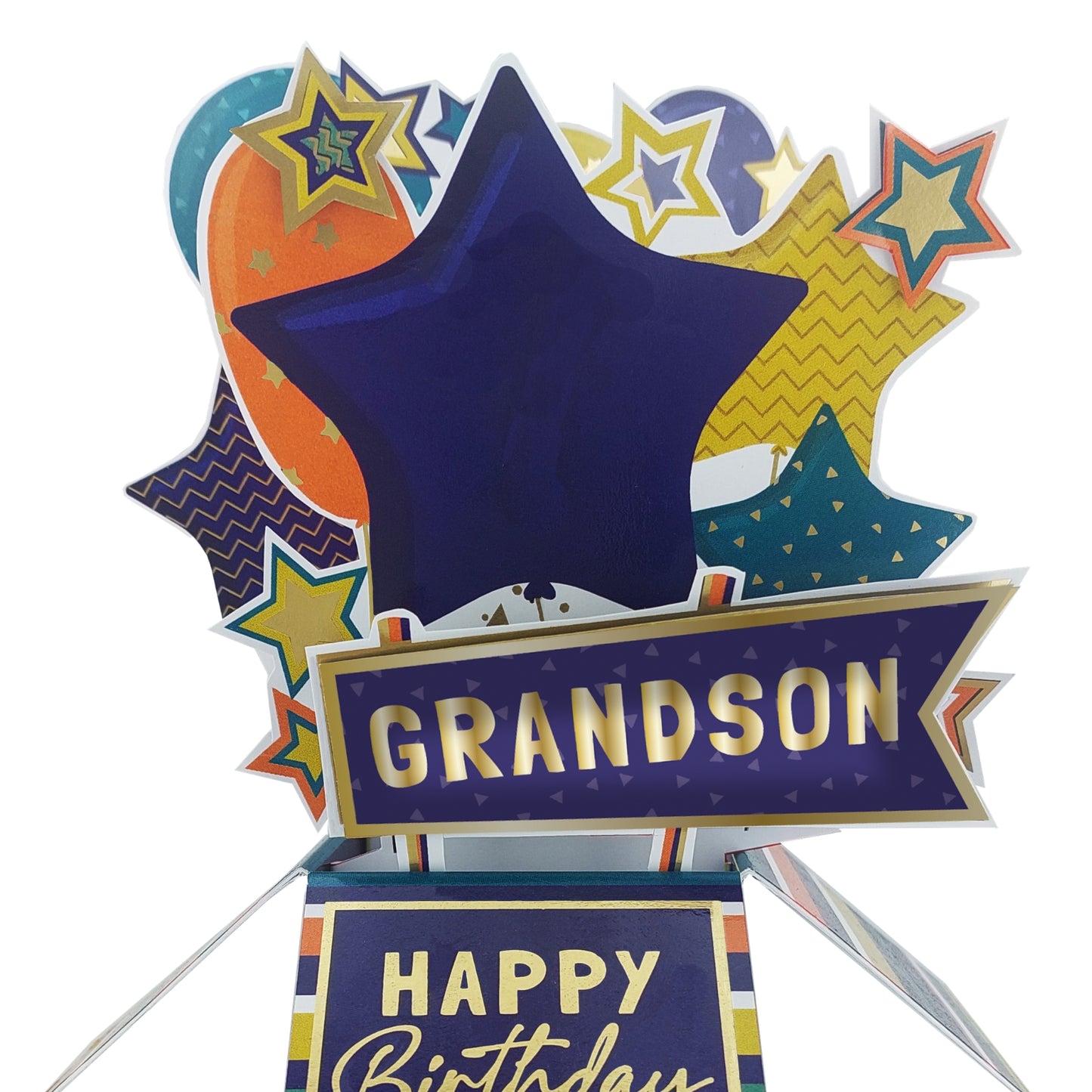 Clever Cubes Grandson Happy Birthday Pop Up Birthday Card For Him 3D Cube Card