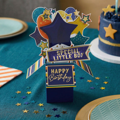 Clever Cubes Special Little Boy Pop Up Birthday Card For Child 3D Cube Card