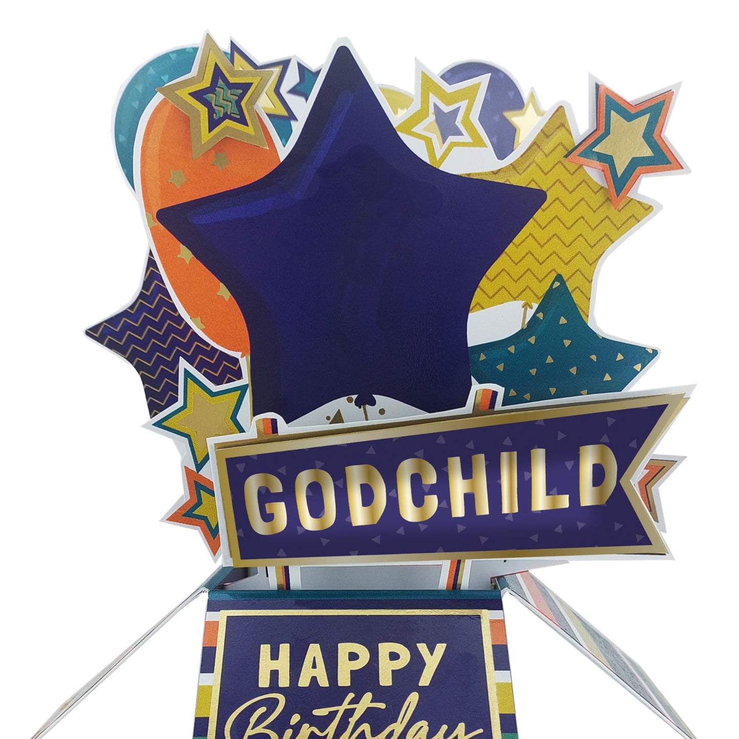 Clever Cubes Godchild Pop Up Birthday Card For Godson 3D Cube Card