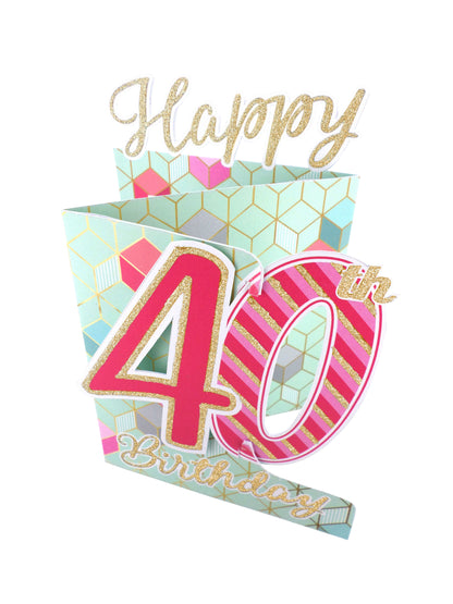 40th Birthday Female 3D Cutting Edge Birthday Card