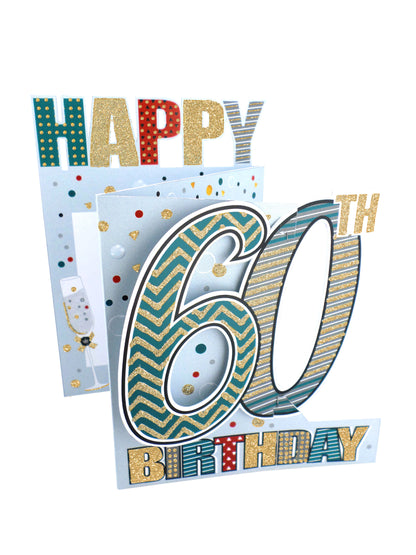 60th Birthday Male 3D Cutting Edge Birthday Card