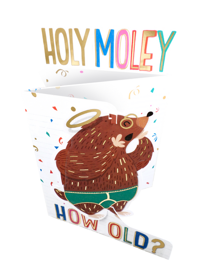 Holy Moley How Old? 3D Cutting Edge Birthday Card