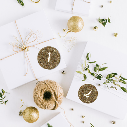 Advent Stickers 1-24 Gold Glitter Numbers Christmas Advent Calendar Crafts