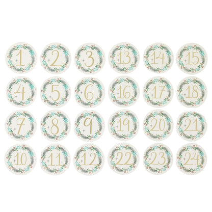 Christmas Advent Stickers 1-24 Gold Wreath Numbers Countdown Calendar DIY Crafts