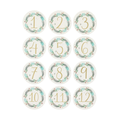 Christmas Advent Stickers 1-24 Gold Wreath Numbers Countdown Calendar DIY Crafts