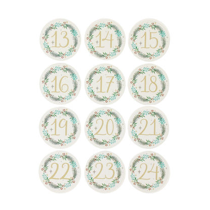 Christmas Advent Stickers 1-24 Gold Wreath Numbers Countdown Calendar DIY Crafts