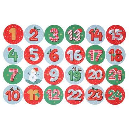 Christmas Advent Stickers 1-24 Snowy Numbers Countdown Calendar DIY Crafts