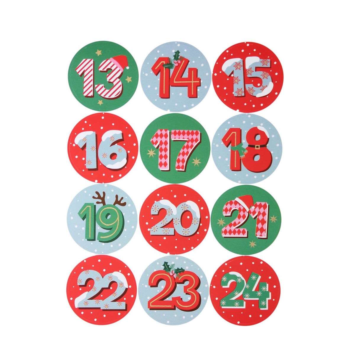Christmas Advent Stickers 1-24 Snowy Numbers Countdown Calendar DIY Crafts