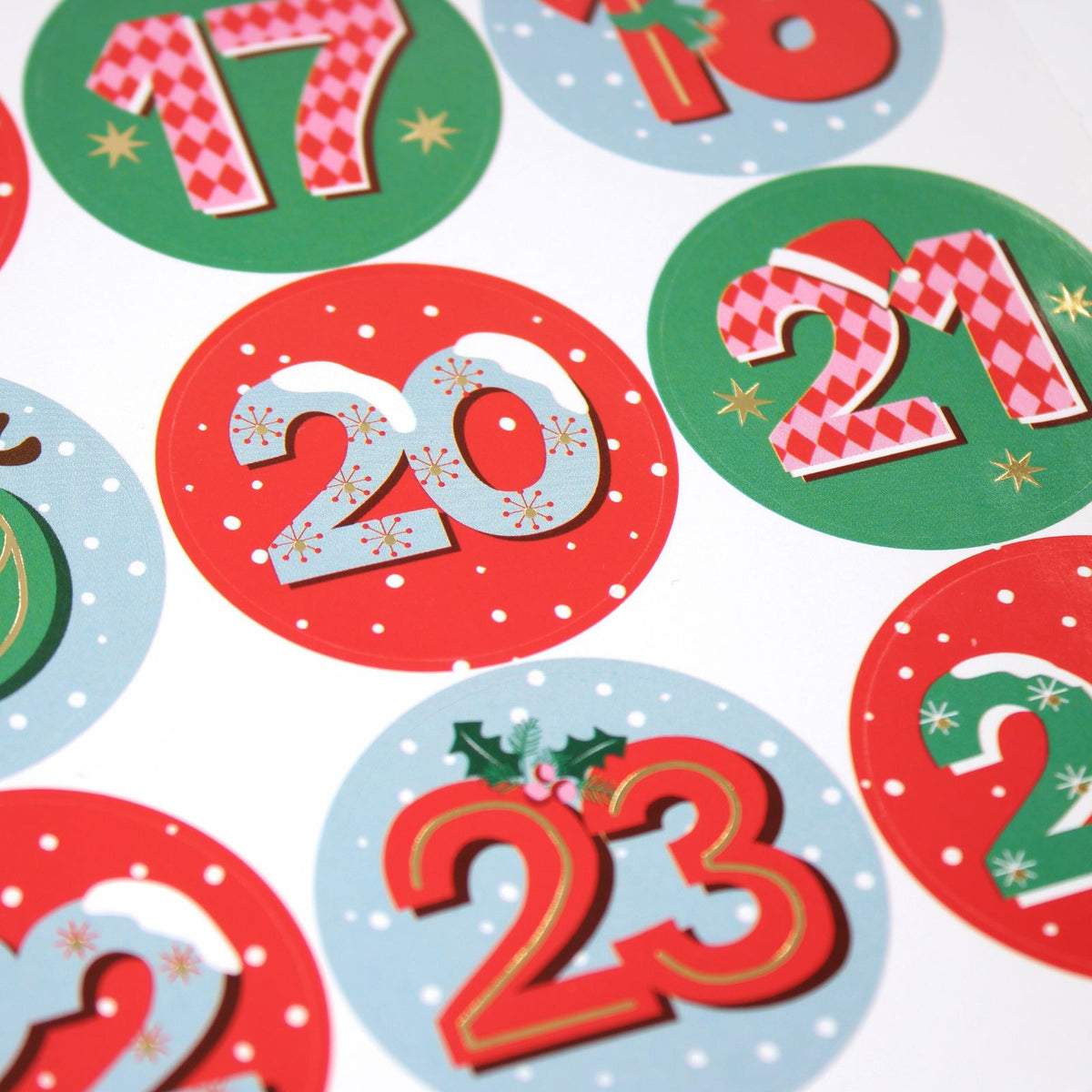 Christmas Advent Stickers 1-24 Snowy Numbers Countdown Calendar DIY Crafts