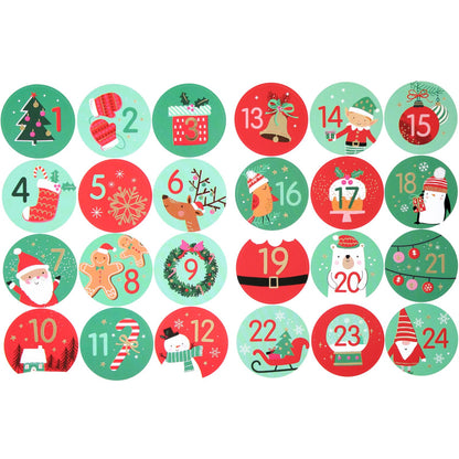 Christmas Advent Stickers 1-24 Festive Numbers Countdown Calendar DIY Crafts