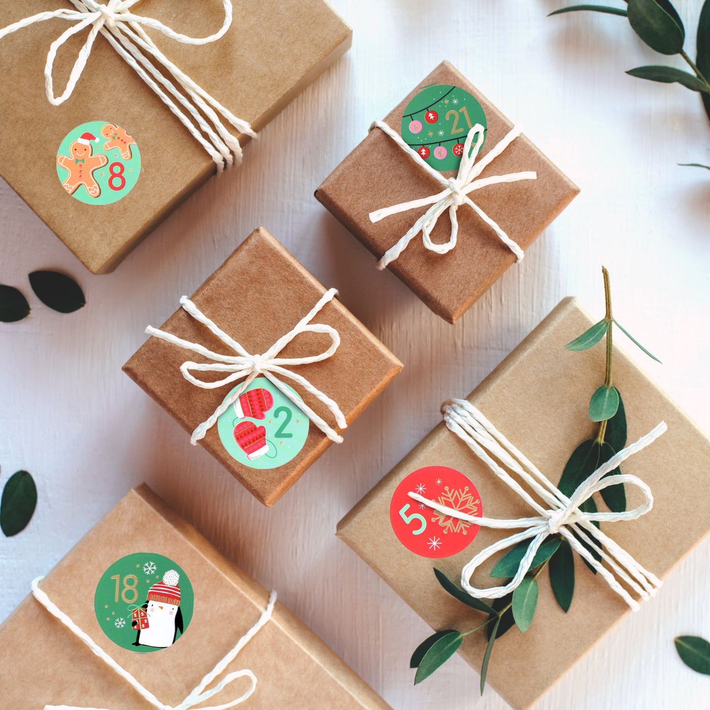 Christmas Advent Stickers 1-24 Festive Numbers Countdown Calendar DIY Crafts