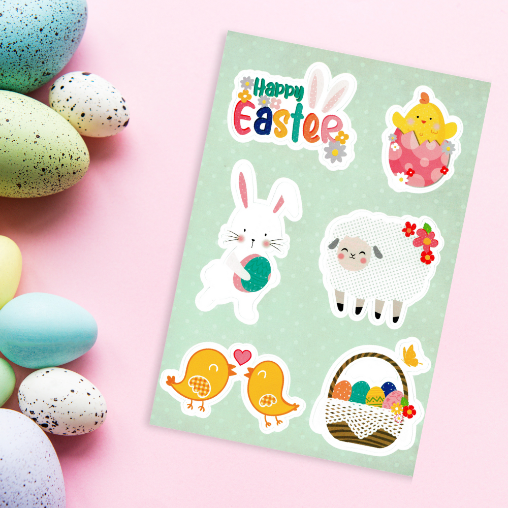 Happy Easter Stickers Easter Bunny Decorative Spring Craft Sticker Accessories